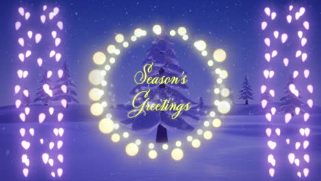 seasons greetings in a glowing frame