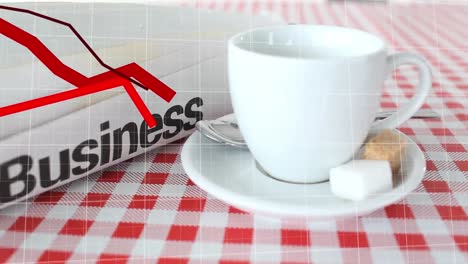 Animation-of-financial-data-processing-over-coffee-in-cup
