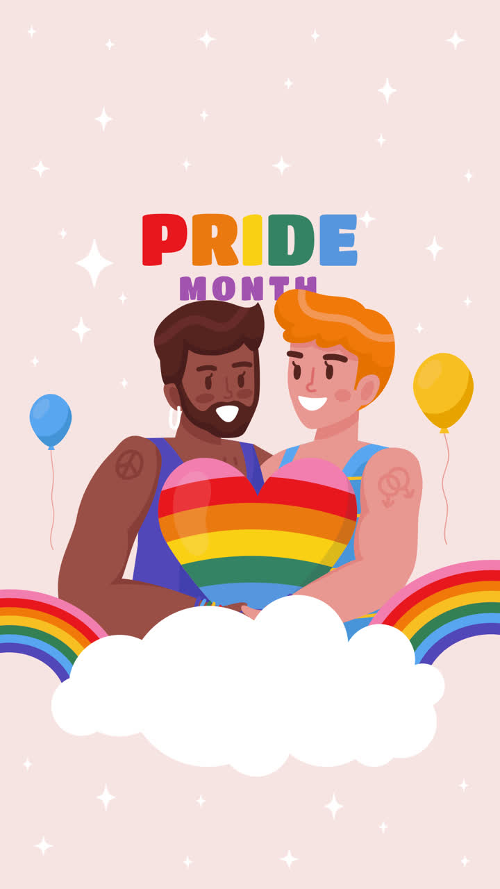 gráfico en movimiento de ilustración plana para la celebración del mes del orgullo