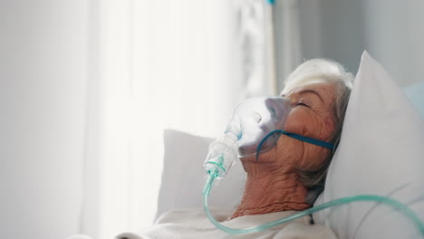 old woman, healthcare and oxygen mask