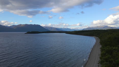 wide aerial view of wave ripples in the water of lake te anau in new zealand