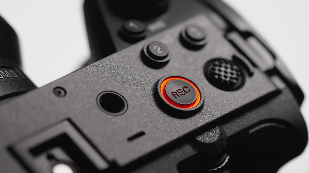 Top view of the Sony FX3 showing the record light illuminated, highlighting its importance during video recording sessions