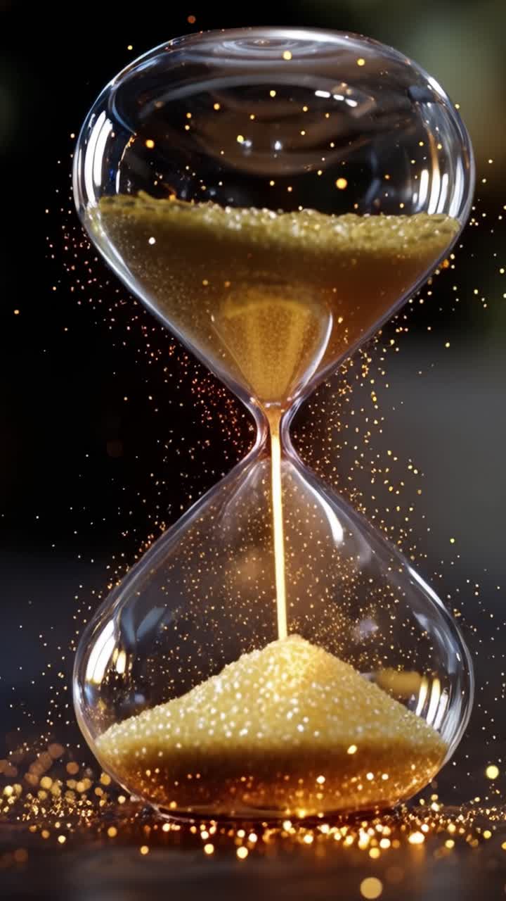 Time's Transformation: A Mesmerizing Journey Through an Hourglass Capturing the Flow of Moments and the Glittering Essence of Change and Passage
