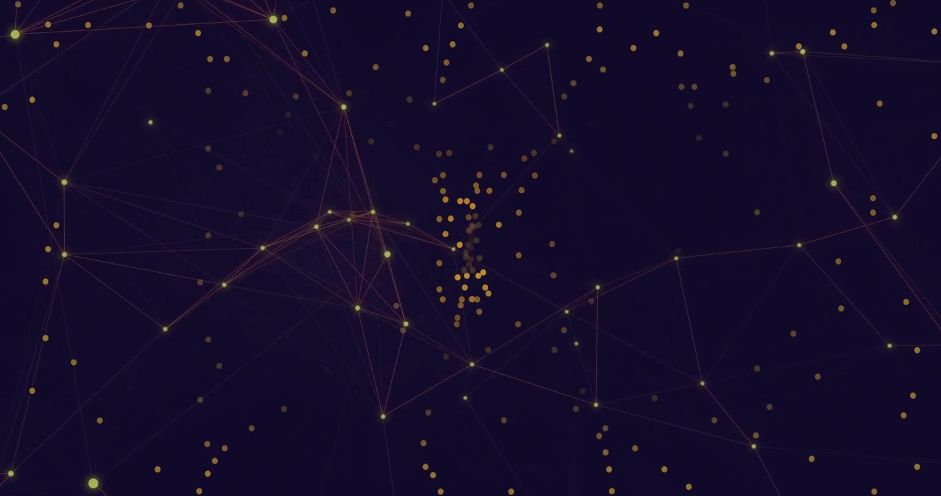Animation of network of connections with spots over blue background