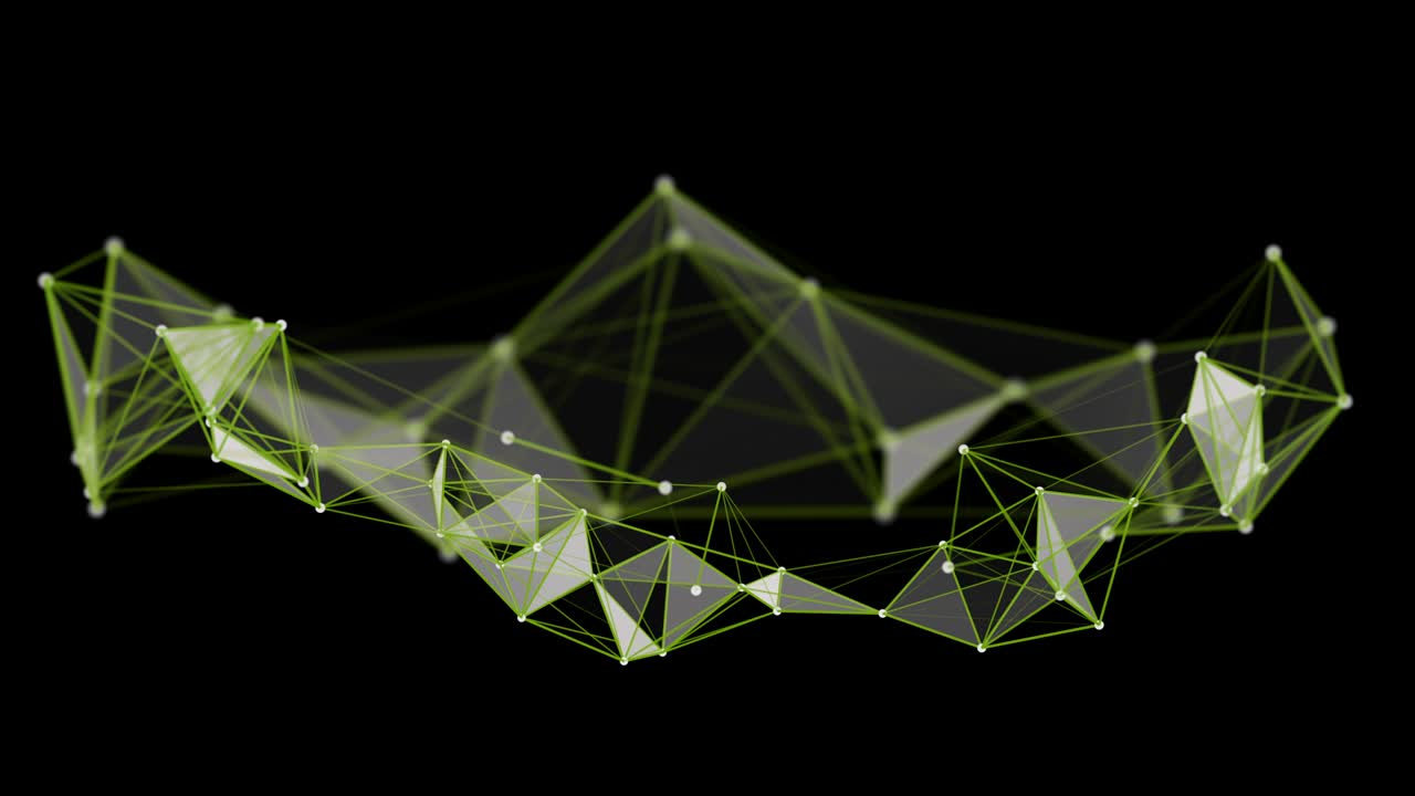 Futuristic plexus animation with glowing triangles in slow motion, 4096x2304 loop 4K