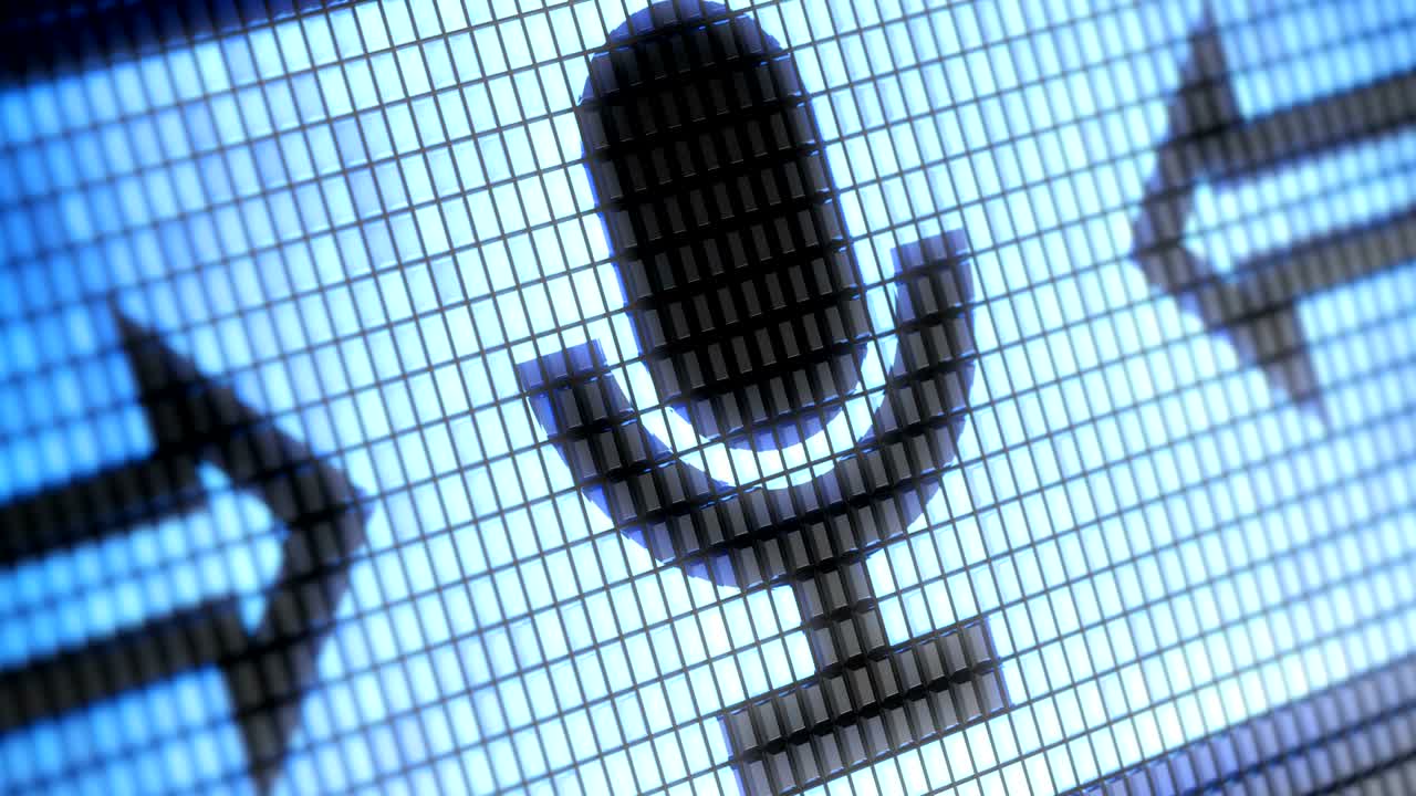 el icono del micrófono en la pantalla. resolución 4k. bucle.