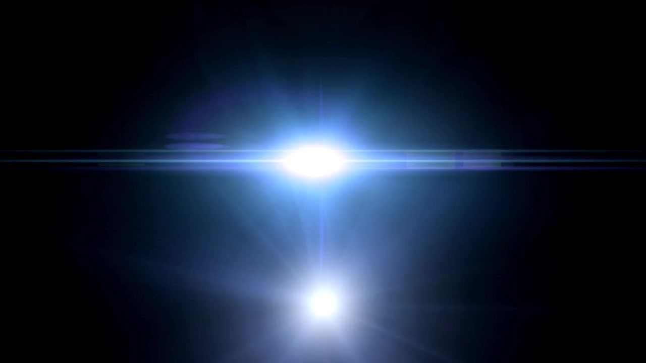 Effetto di transizione con bagliore dell'obiettivo blu brillante su sfondo nero