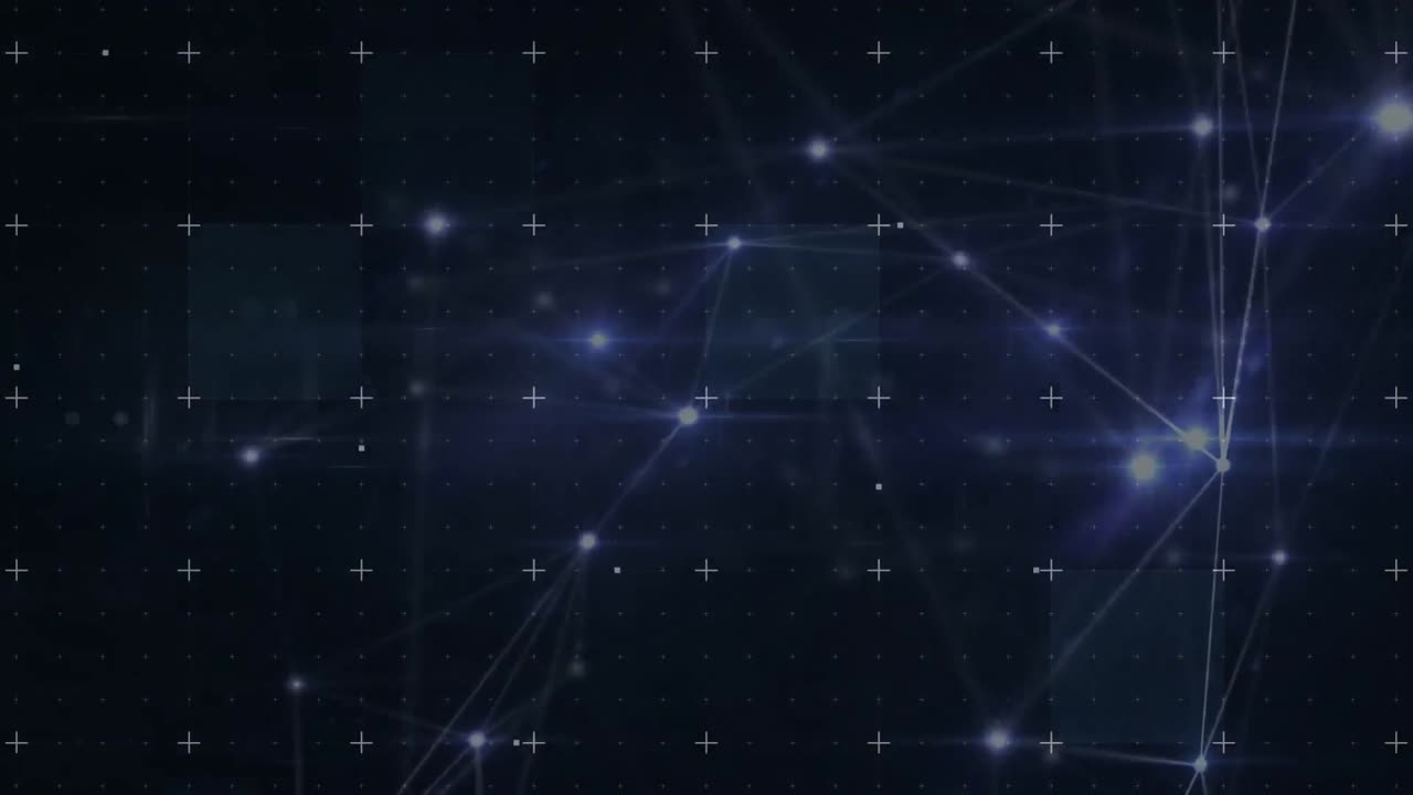 Animation of network of connections with glowing points over grid