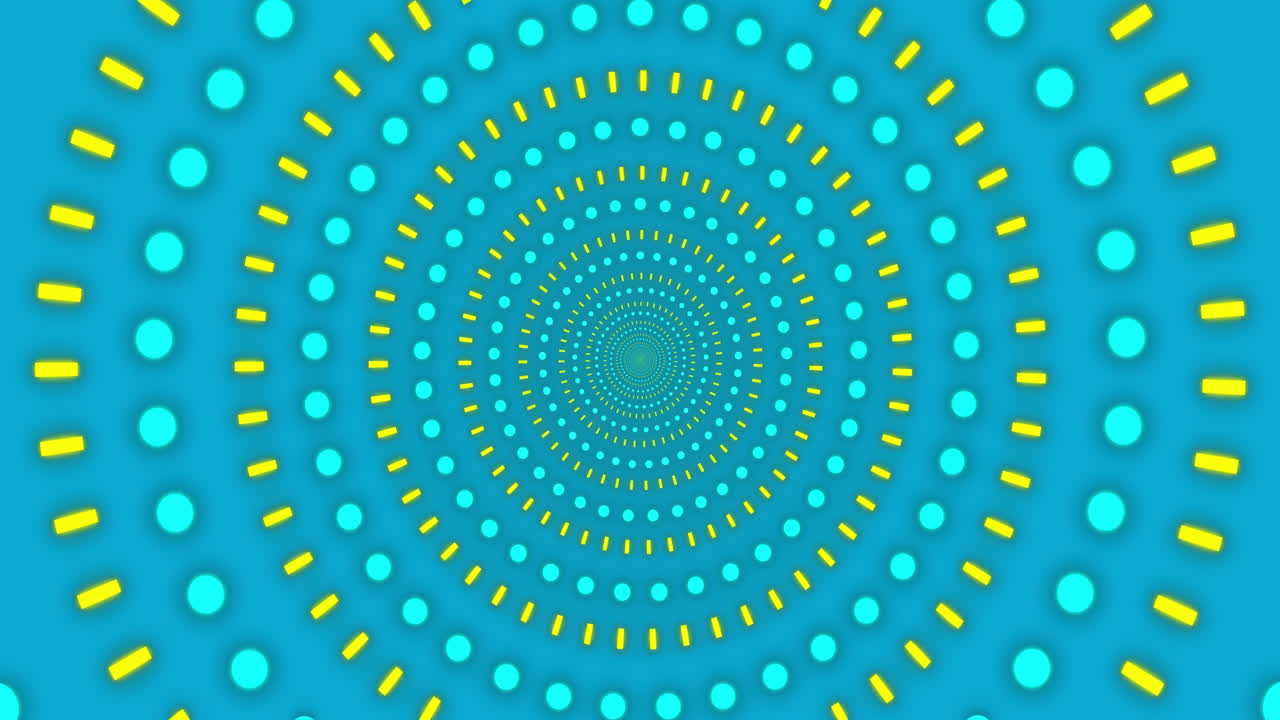 Animation of blue and yellow shapes on blue background