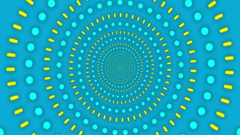 animación de formas azules y amarillas sobre un fondo azul