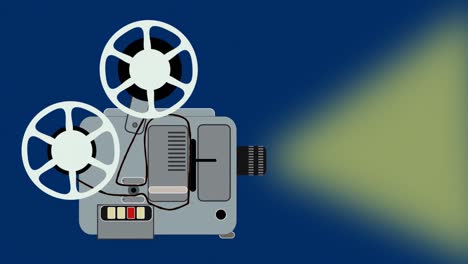 drawn animated old movie projector with 8mm film