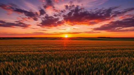 vibrant sunset over a golden field