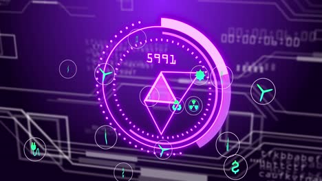 animación de escaneo de alcance con iconos sobre el procesamiento de datos