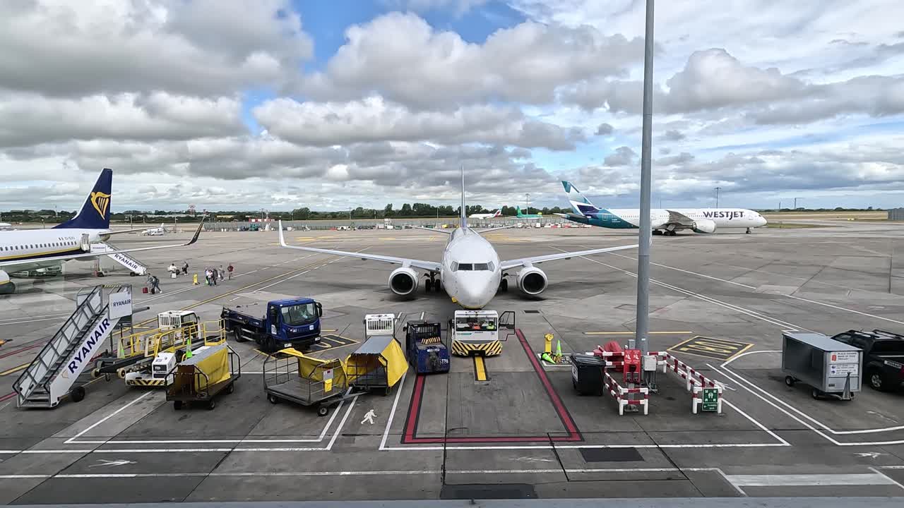 Planes Waiting for Departure at Dublin Airport, Ireland - Static Shot