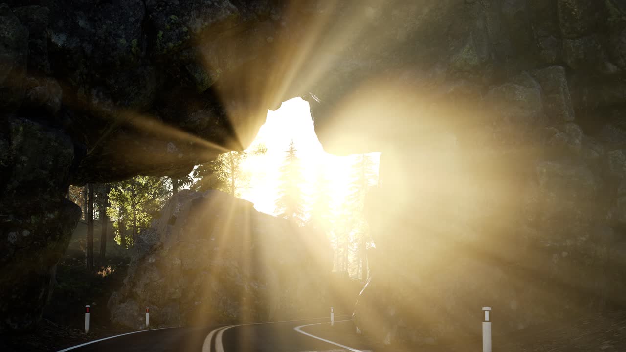 산 속 의 바위 로운 도로