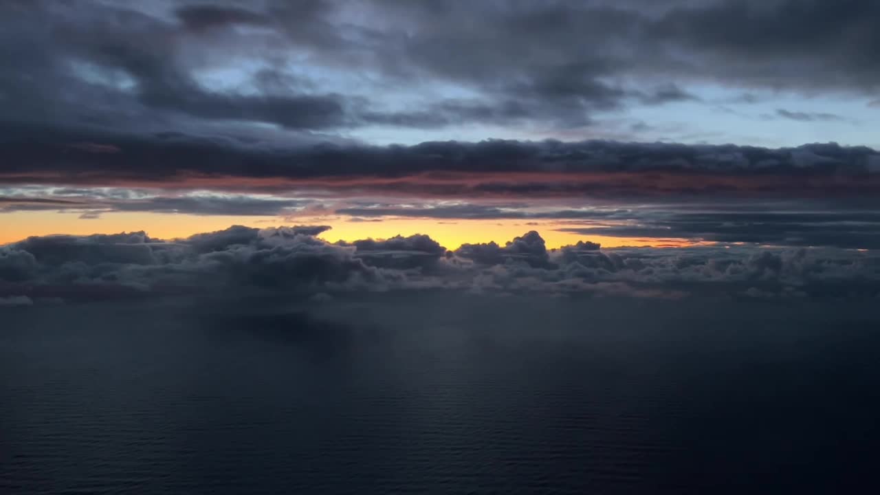 Cockpit view of a sunset over the Mediterranean Sea