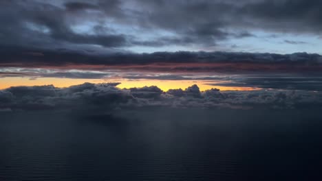 cockpit view of a sunset over the mediterranean sea