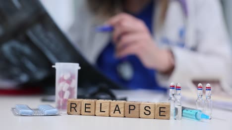medical concept of relapse with medication and doctor
