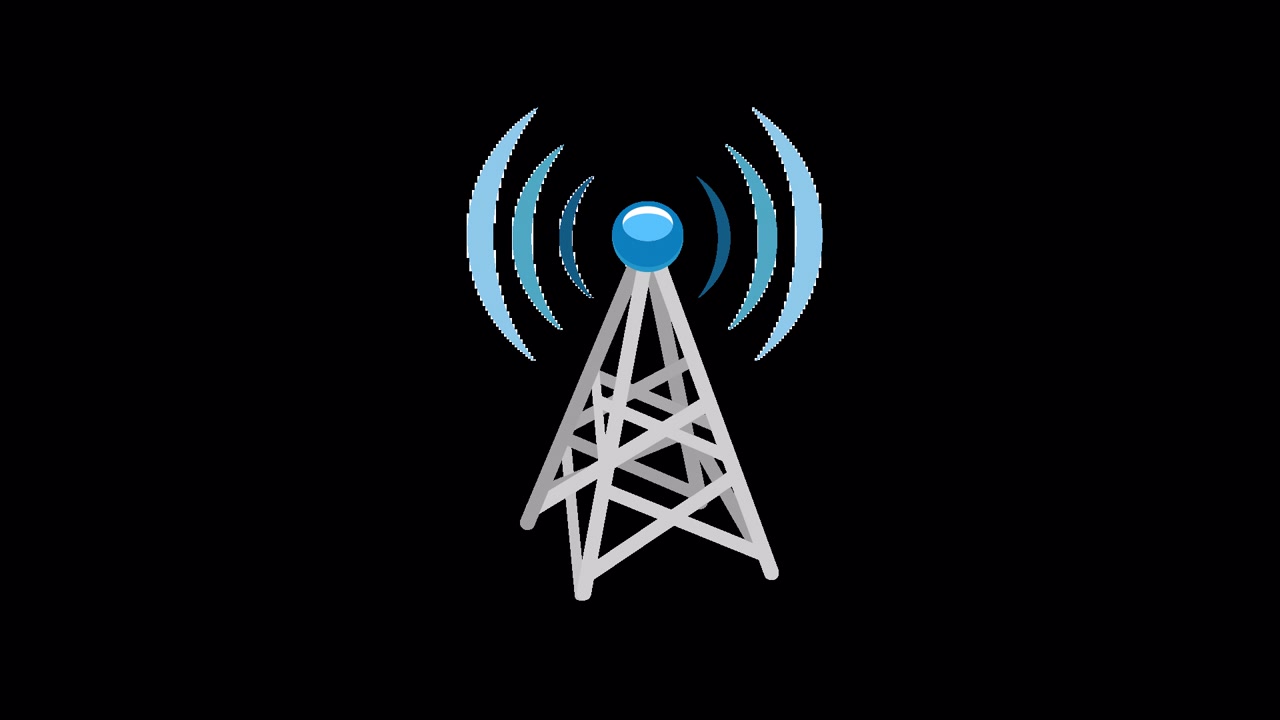 Animated Communication Tower Transmitting Wireless Signal