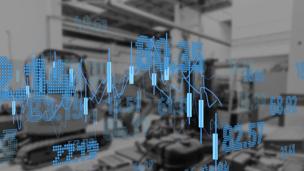 Animation of financial data processing over city
