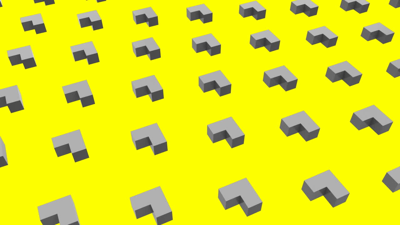 노란색 배경의 회색 모양의 애니메이션