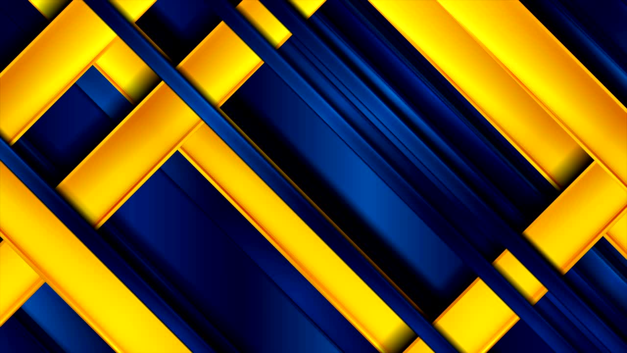Blue and orange glossy stripes abstract tech motion background