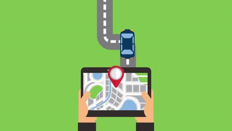 gps 기술 응용 프로그램과 함께 태블릿