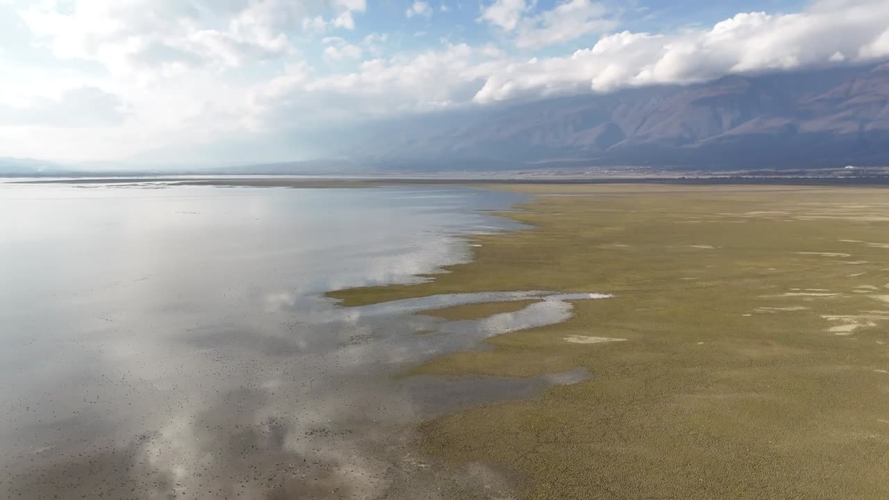 el lago kerkini en el norte de grecia en 4k