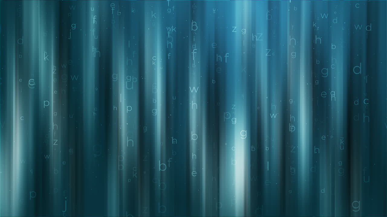 Blue letters seamless pattern. Matrix style modern abc background. Loop halftone lettering animate backdrop.