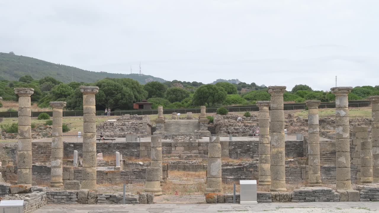 Roman ruins of Baelo Claudia with standing columns in Cadiz, Spain