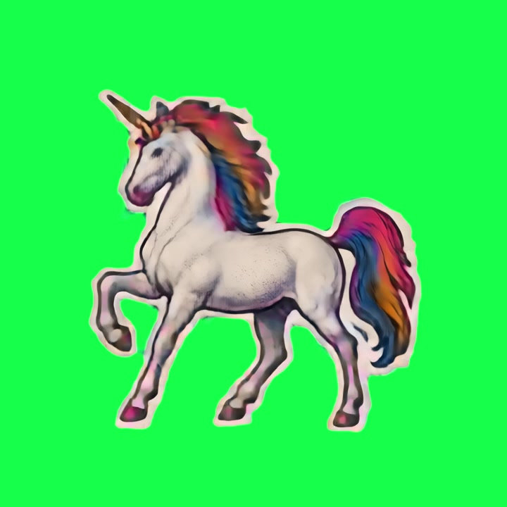 Animated Unicorn Running on Green Screen Background
