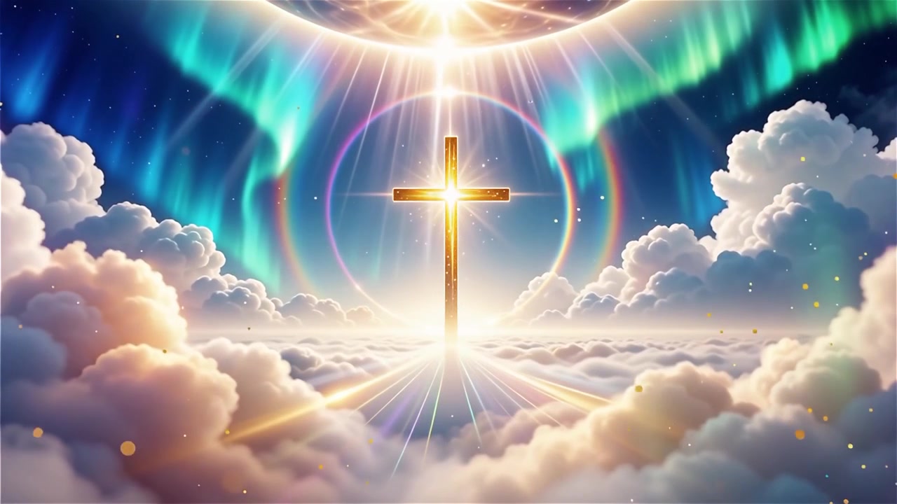Christian Cross Heavenly Light Worship Background