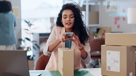 small business, phone and barcode on box