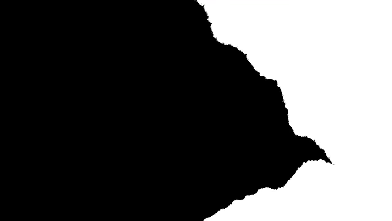 Effetto di transizione con strappo di carta nera su sfondo bianco