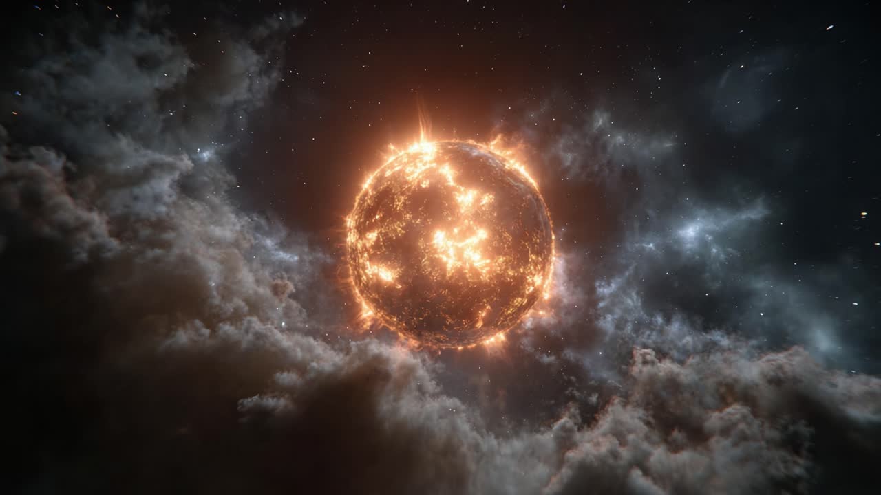 A Breathtaking Stellar Scene Capturing the Fiery Majesty of a Dying Star Illuminating Cosmic Clouds and Distant Galaxies in a Cosmic Tapestry of Light