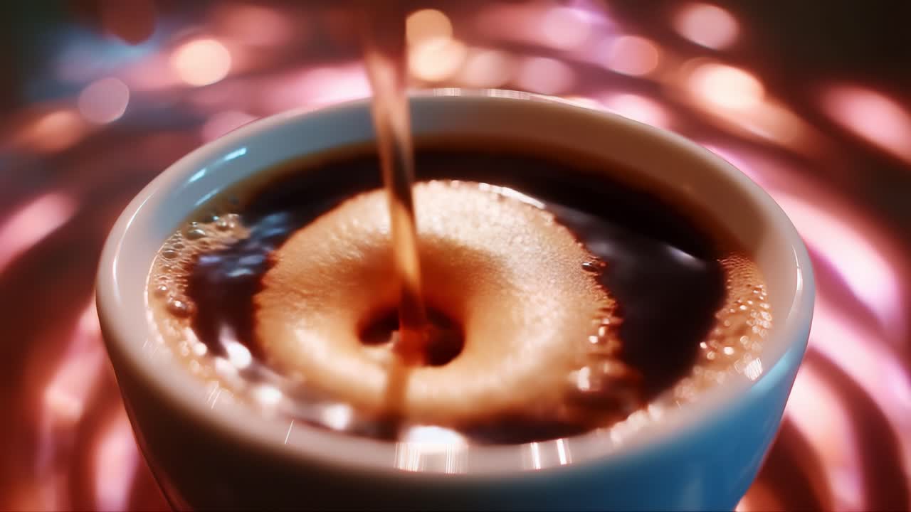 The Art of Coffee Pouring: Capturing the Mesmerizing Flow and Texture of Brewed Coffee in Two Stunning Frames, Showcasing the Beauty of Brown Liquid Movement and Creamy Foam Creation