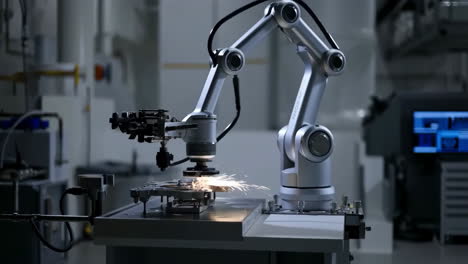 industrial robotic arm performing precision work in a manufacturing facility