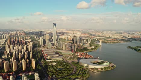 cbd buildings by jinji lake in suzhou, china.