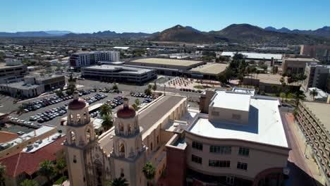 aerial push over st augustine cathedral in tucson arizona