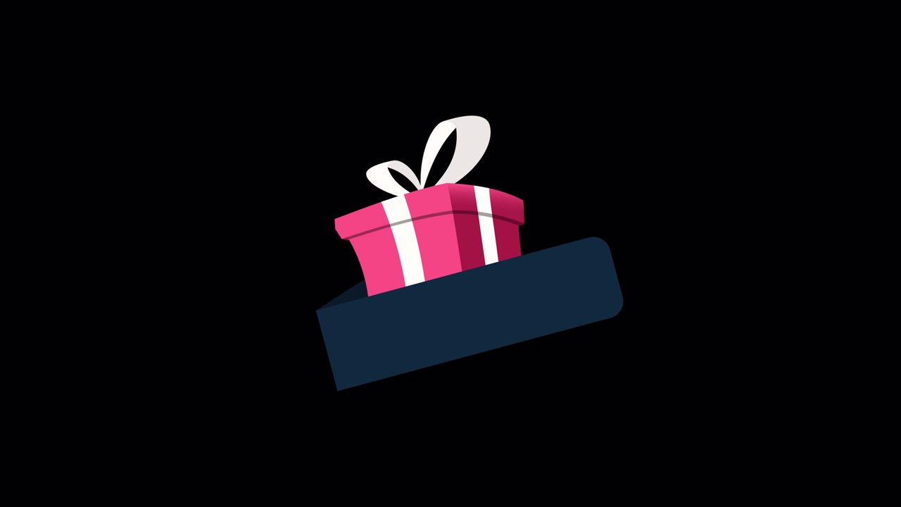A pink present with a ribbon