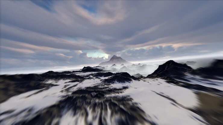Snowy Mountain Range Under Dramatic Skies