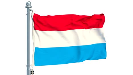 luxembourg flag waving on white background, animation. 3d rendering