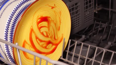 dirty plate in dishwasher