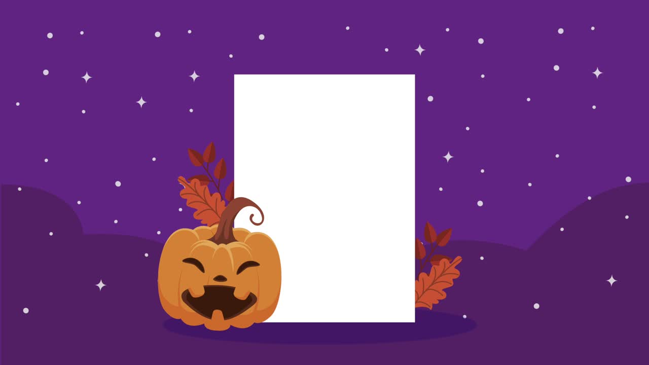 animazione di halloween felice con la zucca di notte