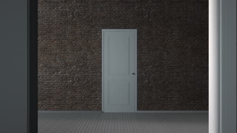 Endlessly opening white doors. Loop ready animation of endless opening doors