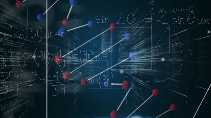 Animazione di DNA ed elaborazione dati scientifici su sfondo nero