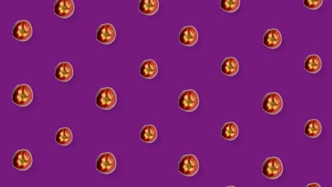 patrón colorido de manzanas frescas. vista superior. patrón sin costuras con manzana. diseño de arte pop. animación realista. movimiento de video 4k