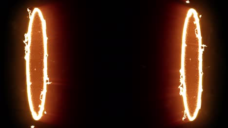 abstracto de energía rápida círculo de energía roja en fondo negro. puerta de portal de fuego de fantasía o teletransporte futurista. animación 3d. flujo de brillo agujero de llama. elemento de luz de forma redonda.