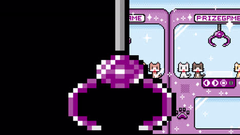 pixel art claw machine game with cute cats
