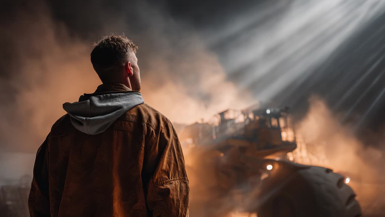 Man looking at industrial machinery
